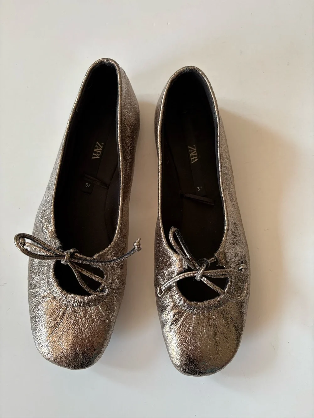 Zara || Metallic Maryjane With Bow Pewter Silver Gold Black 37